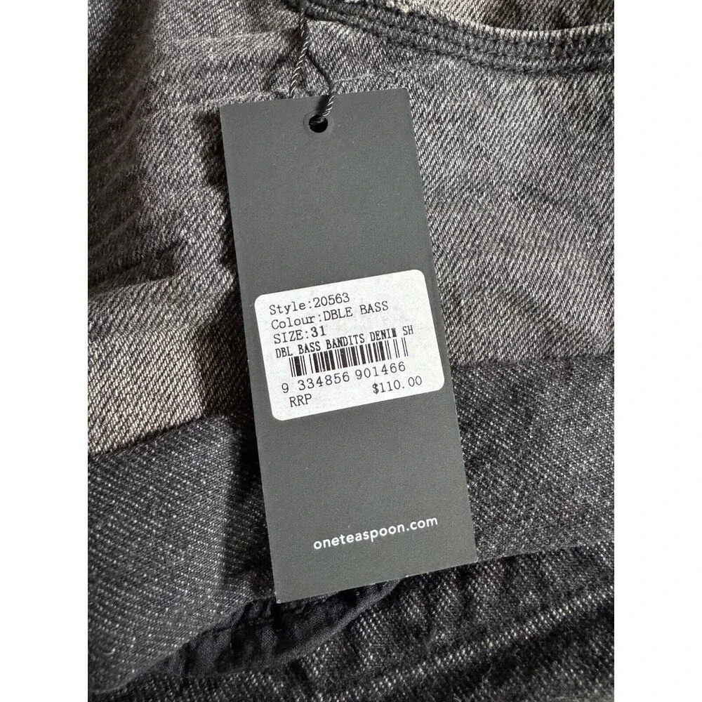 One Teaspoon Double Bass Black Bandits Low Waist Denim Shorts Size 31 NEW
